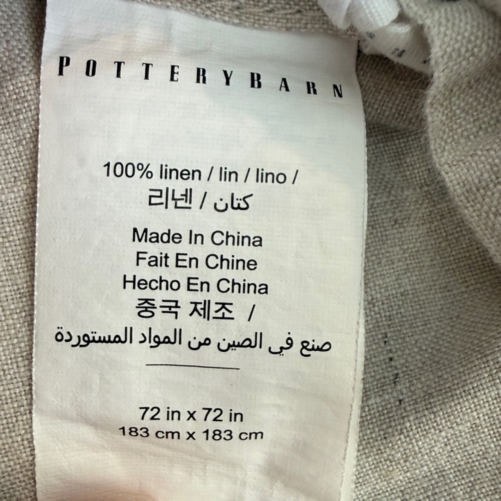Potterybarn 100% Linen Ruffled Bottom Shower Curtain
